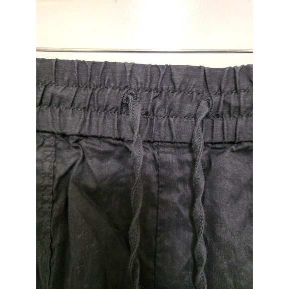 Daily/Ritual Black Linen/Blend Elastic Waist Shorts With Pockets & Drawstring Si - Picture 6 of 8
